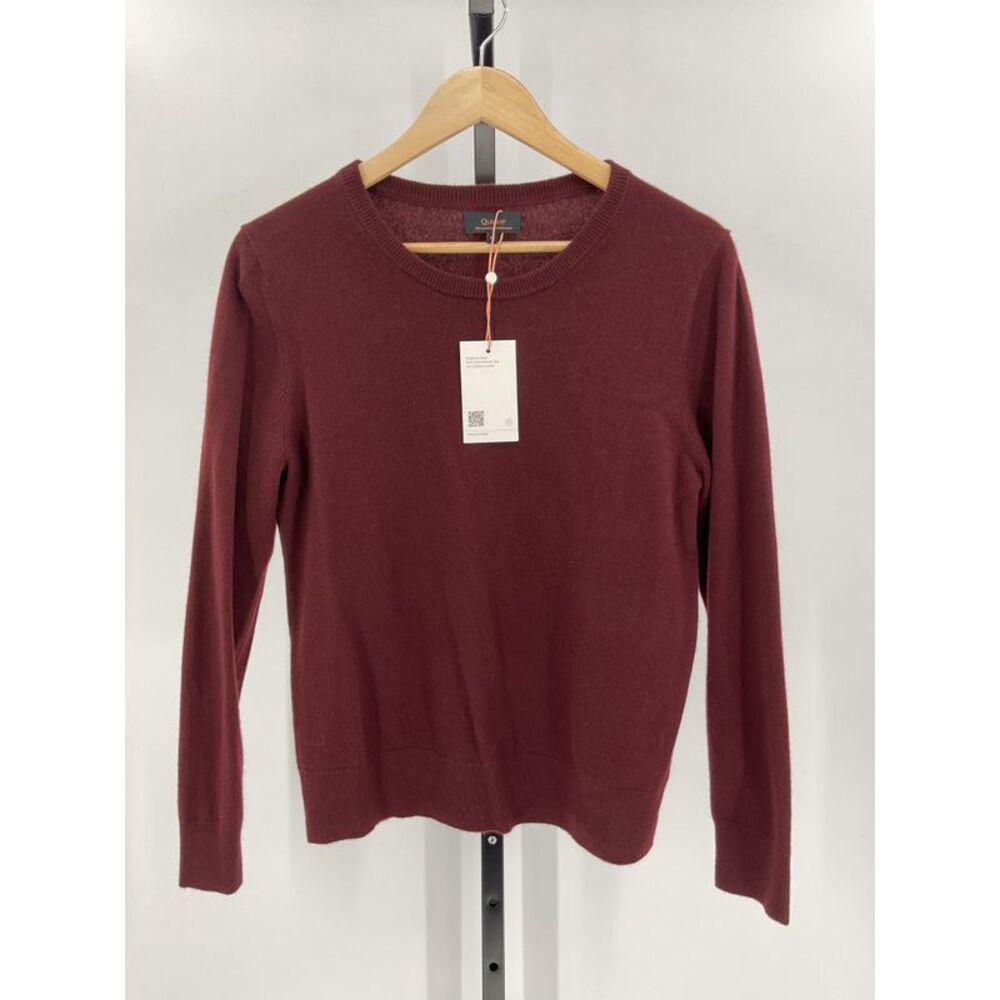 Quince Women's Lightweight Cashmere Crew Sweater Rich Burgundy Red M